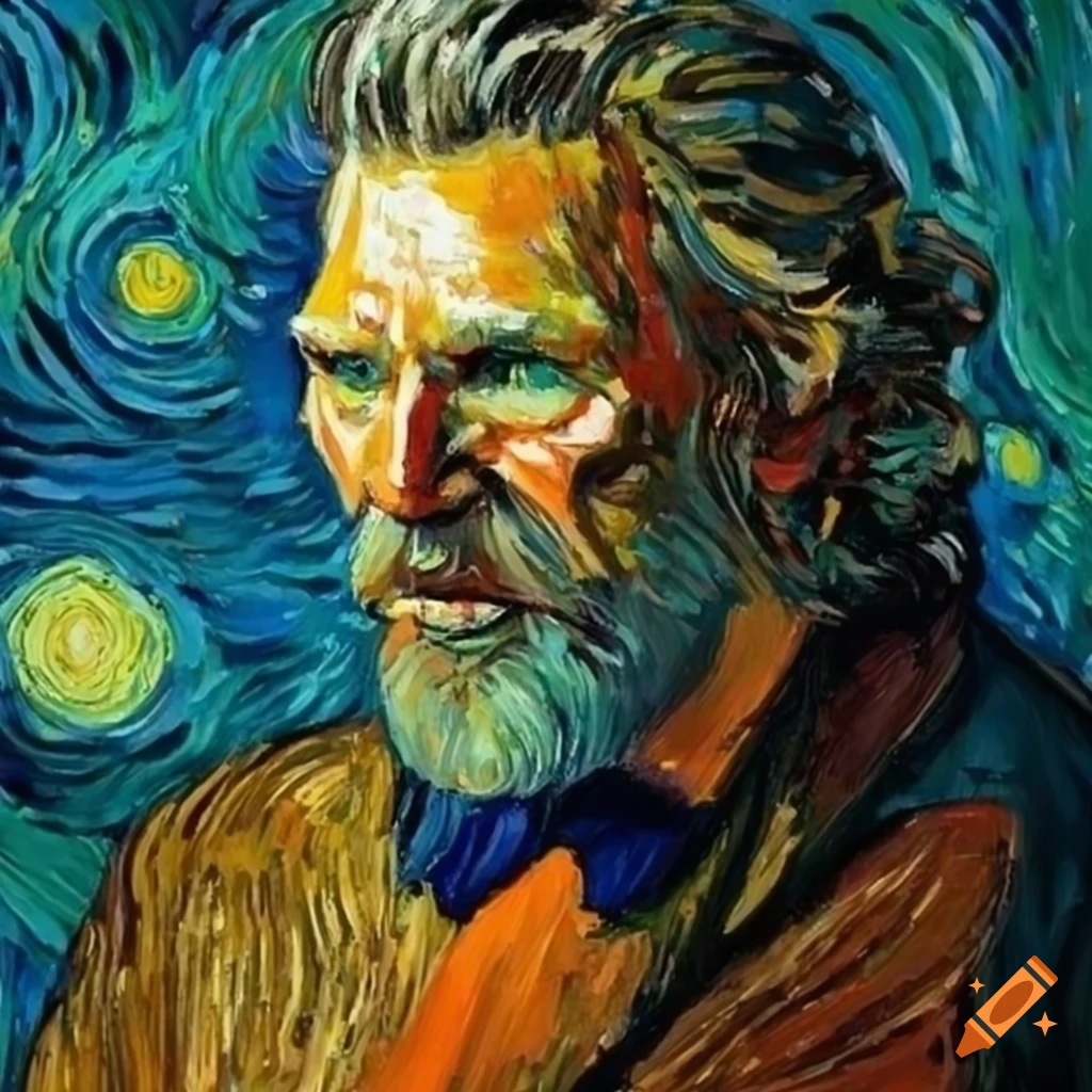 Jeff bridges expressionistic painted by van gogh