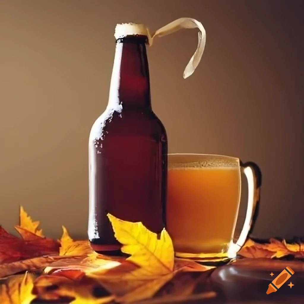 Amber beer in autumn
