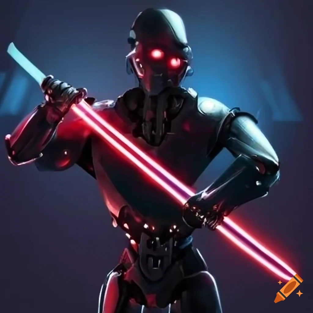 Image of a futuristic ninja robot with glowing red eyes on Craiyon