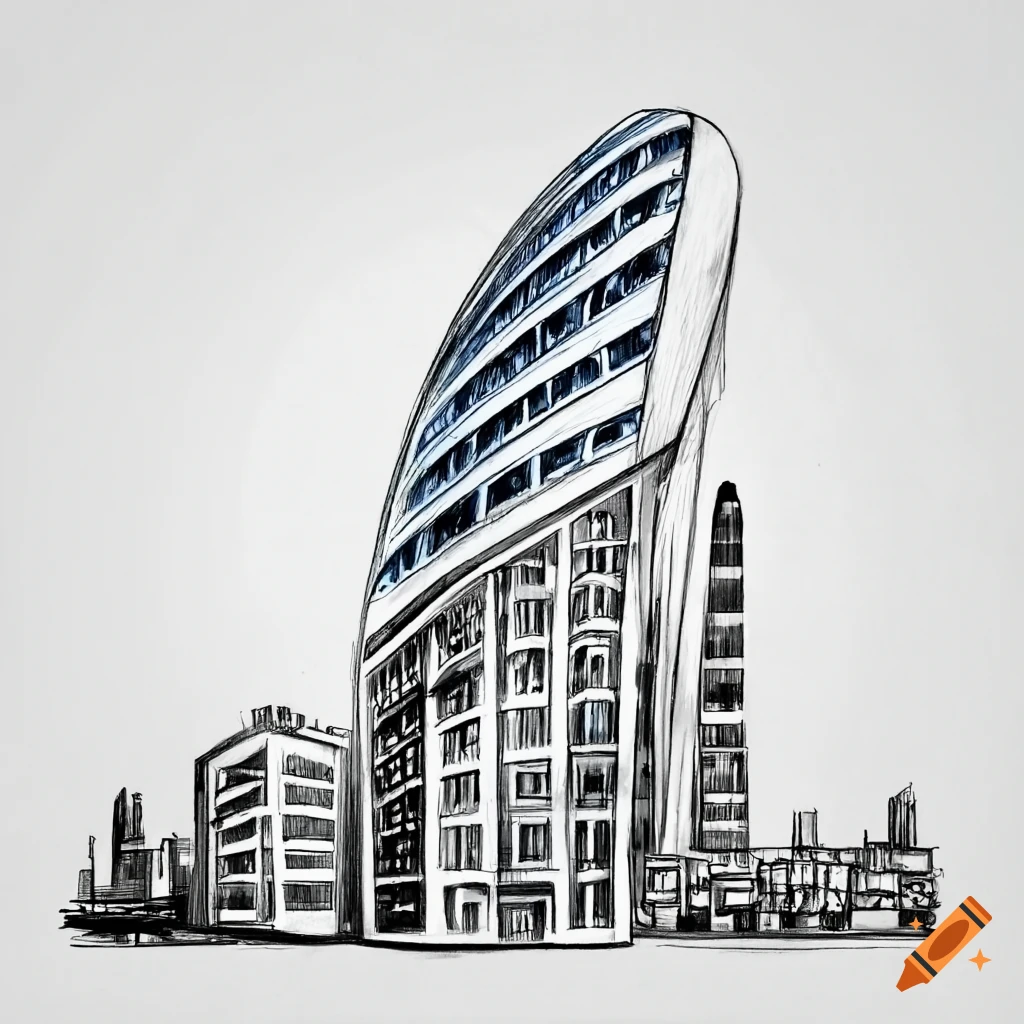 futuristic building drawing