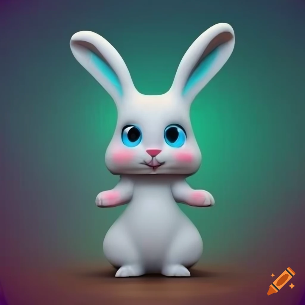 A cute white bunny, blue eyes, on a fantastic wood, beautiful colors ...