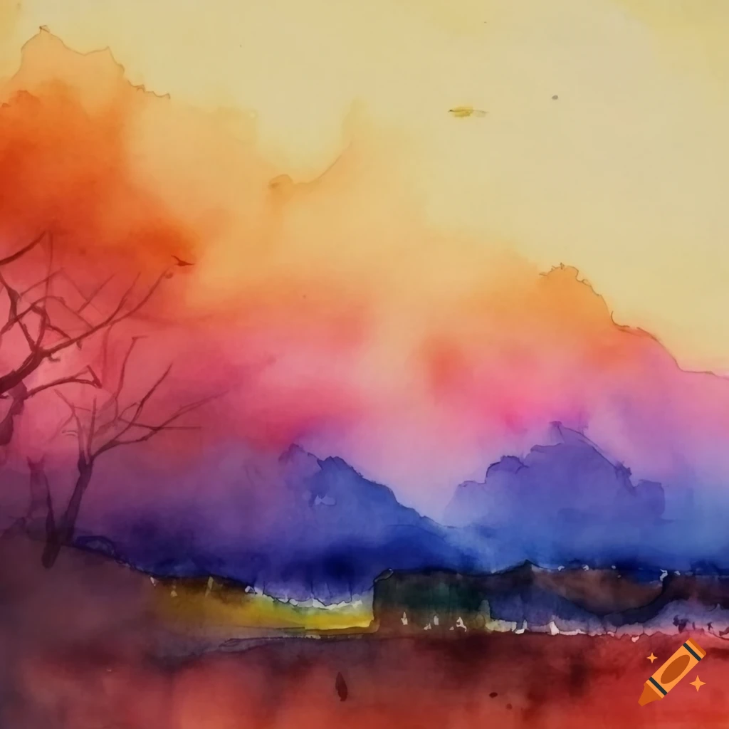 Watercolor landscape painting in roland reiff style