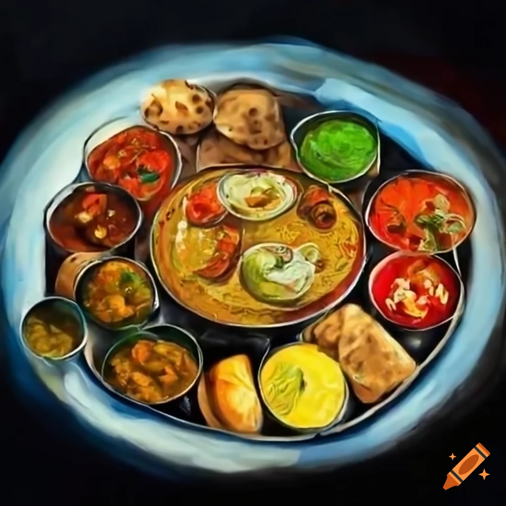 Indian food platter on Craiyon