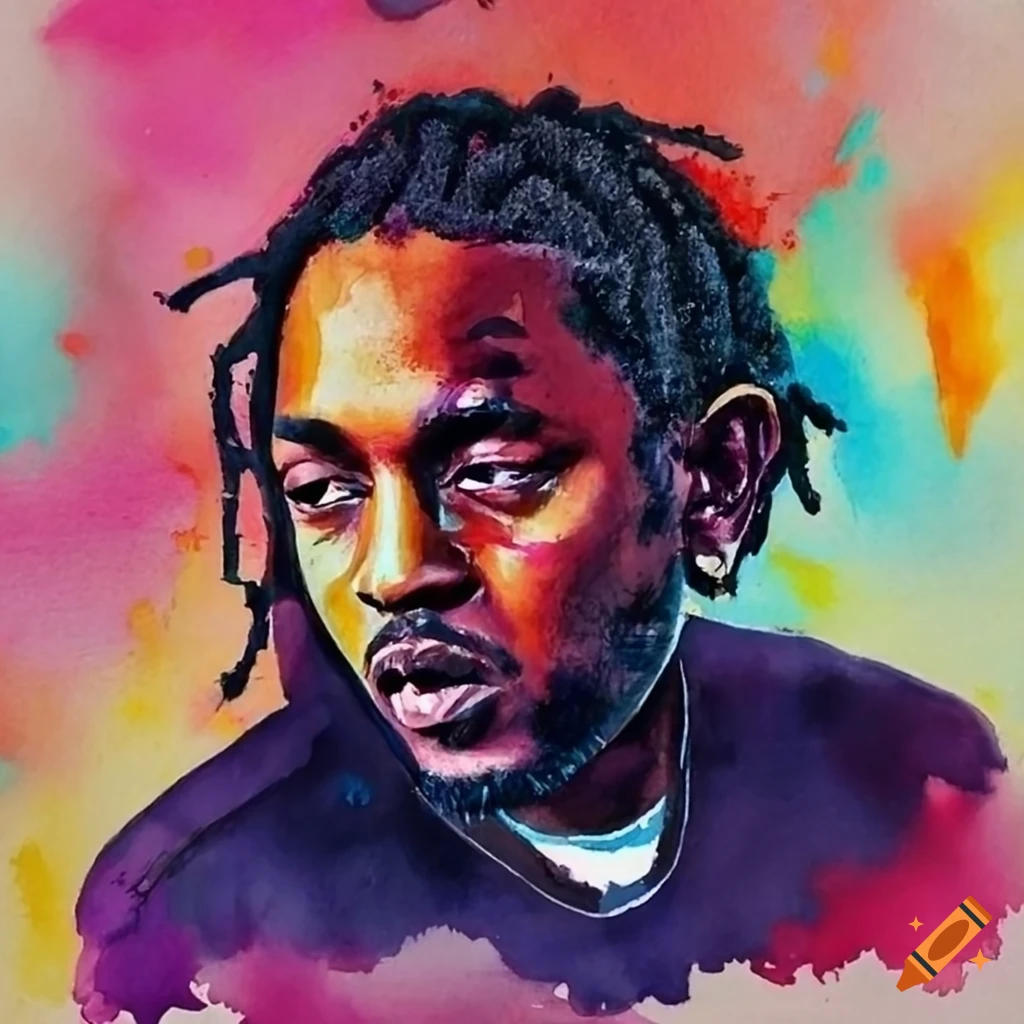 Kendrick lamar in a modern simple illustration style using the pantone  spring 2023 fashion color palette