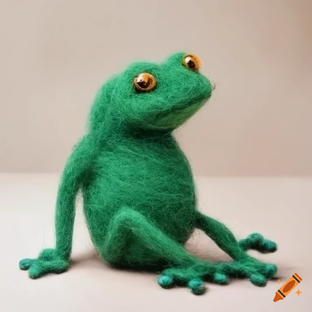 Felted wool frogs wearing cute, intricate clothing on Craiyon