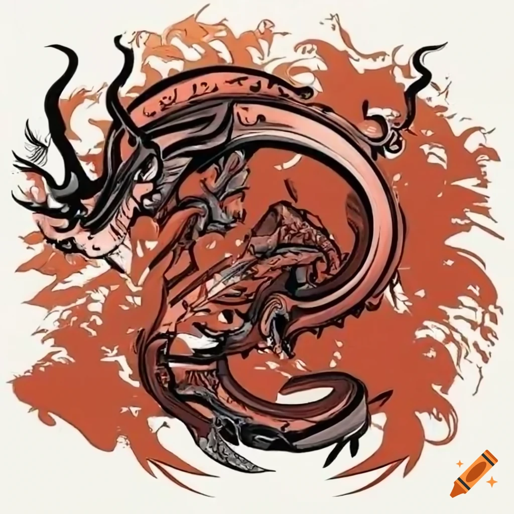 Китайский дракон с большими рогами и зубами, длинные волосы, злой вид,  издаёт рёв, готовится к нападению. симметричное лицо, высокое качество on  Craiyon