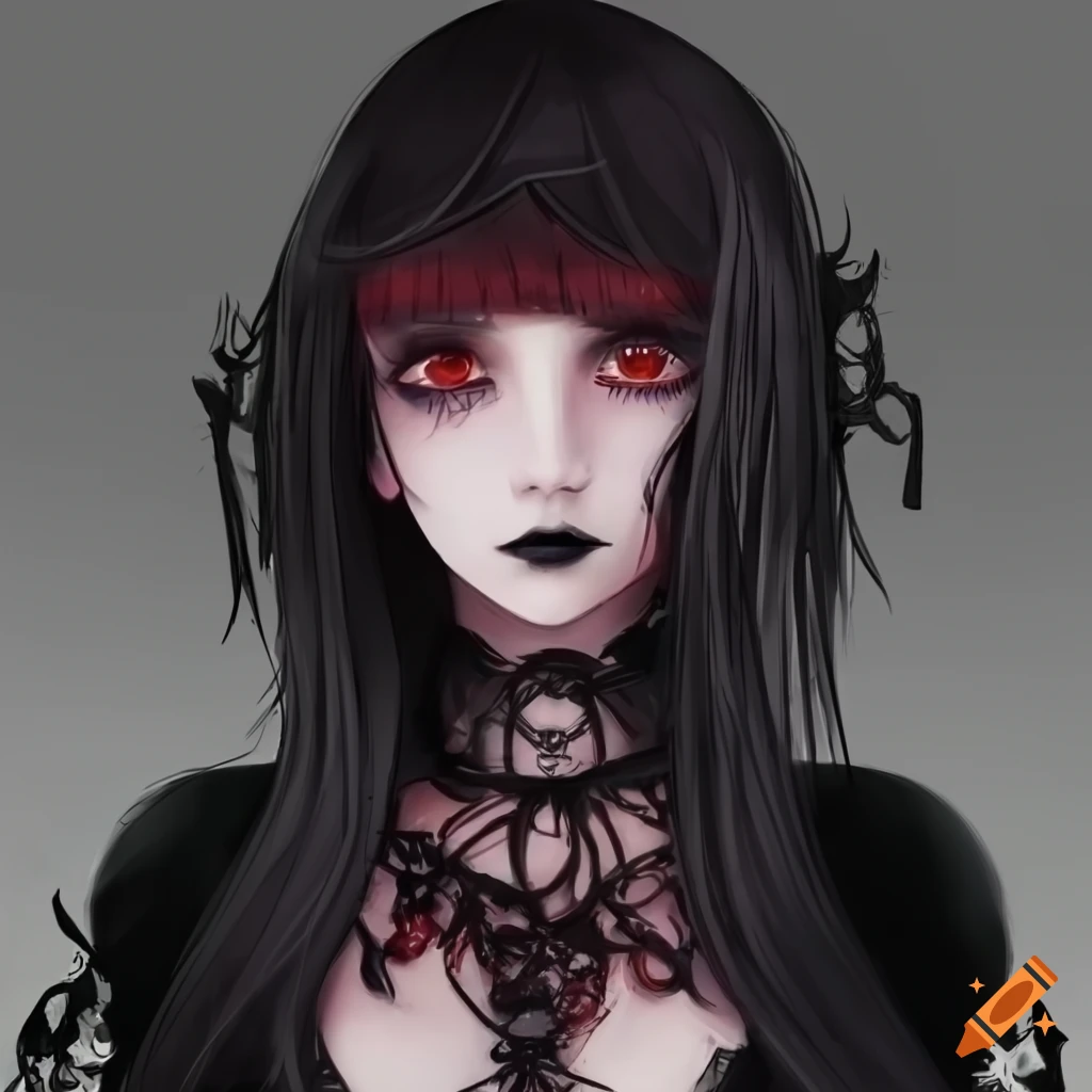 Make a cover of a makeup pallete but in a gothic anime style on Craiyon