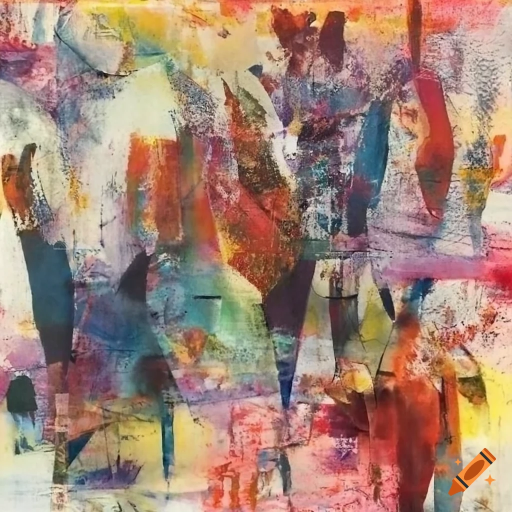 Mixed - media collage abstract painting in the style mark bradford ...