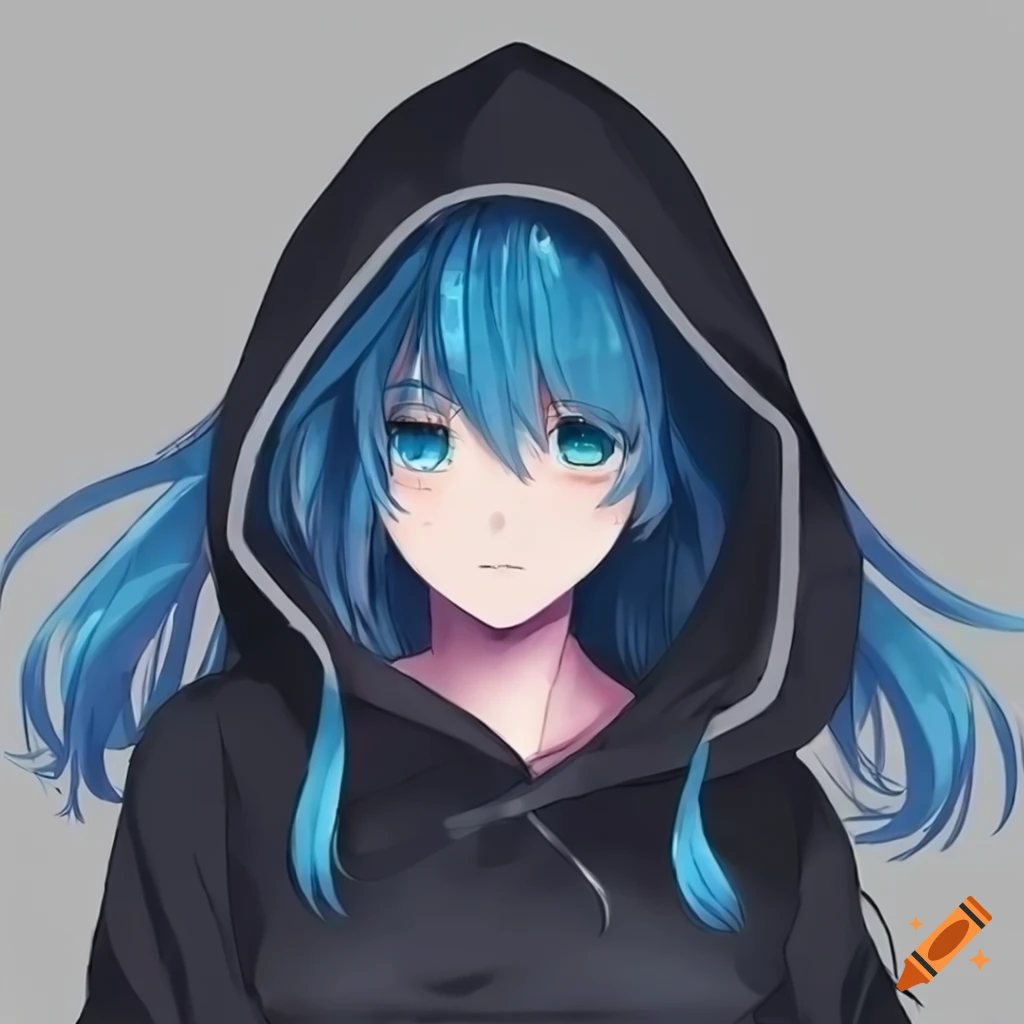 anime girl with blue hair