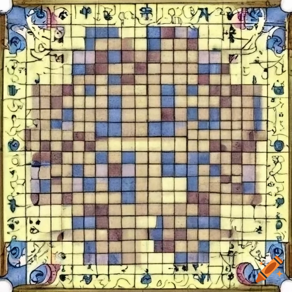 Crossword puzzle in the style of the arts and crafts movement on Craiyon
