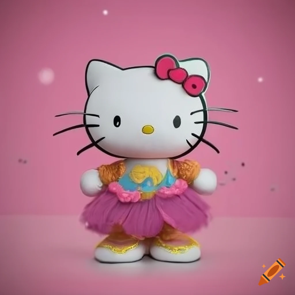 Hello kitty surrounded by floral designs against a pink backdrop