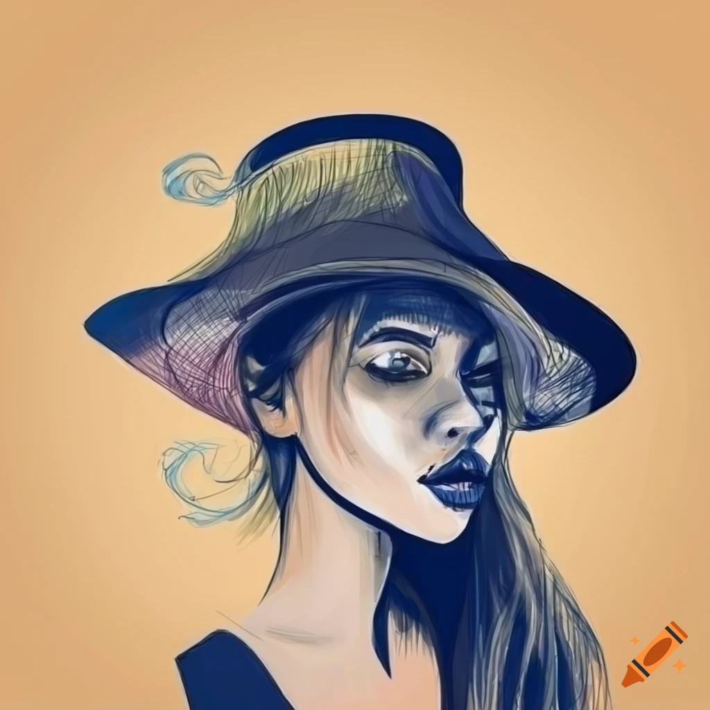 Girl with mask drawing, How to draw a girl wearing a hat