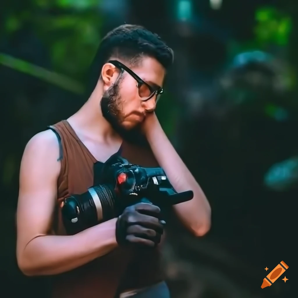 Handsome Male Professional Upholds His Camera Stock Photo - Image of  offscreen, miscellaneous: 61621944