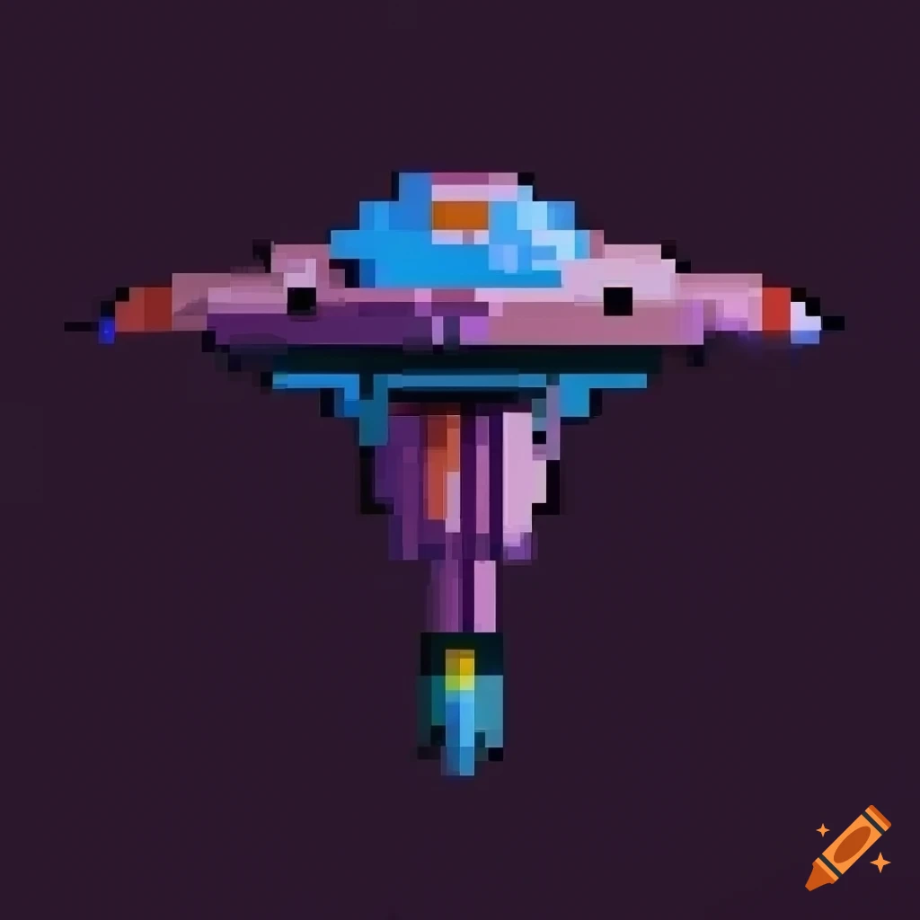 Pixel art spaceship on Craiyon