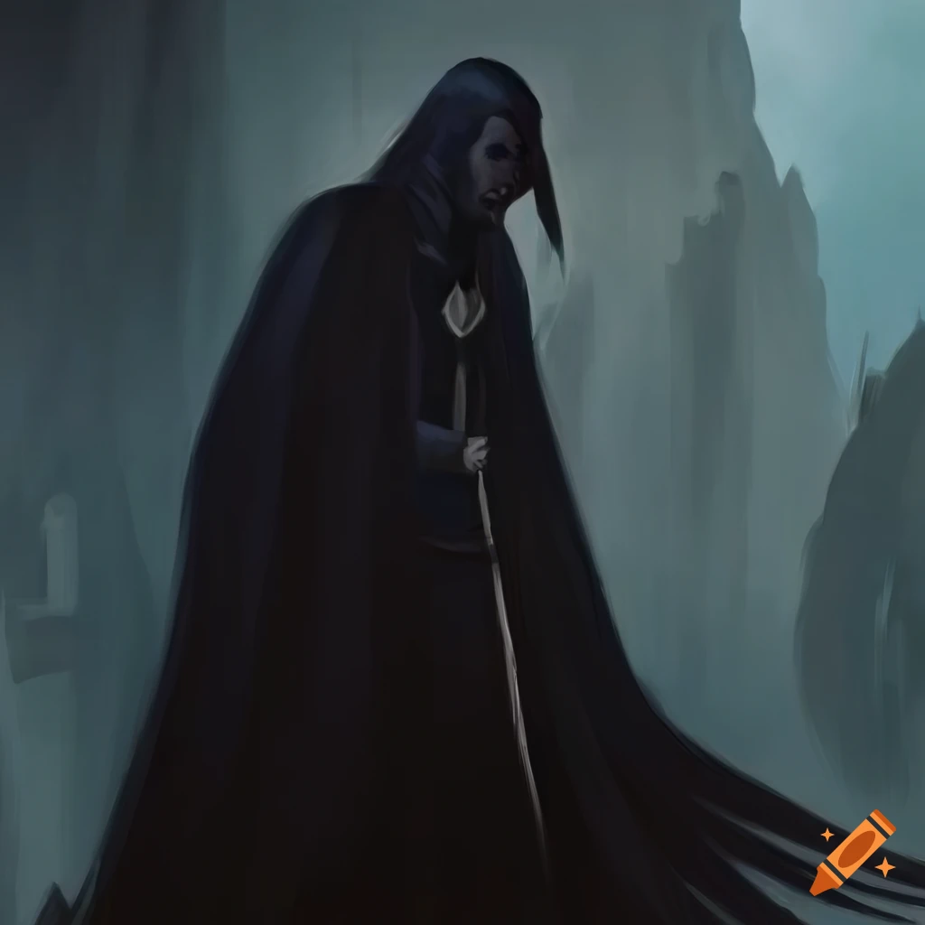 Eöl the dark elf from the silmarillion, wearing a silver-and-black