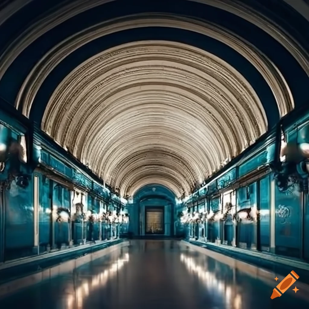 a deep single-vault metro station in Russia, neo-classical architecture