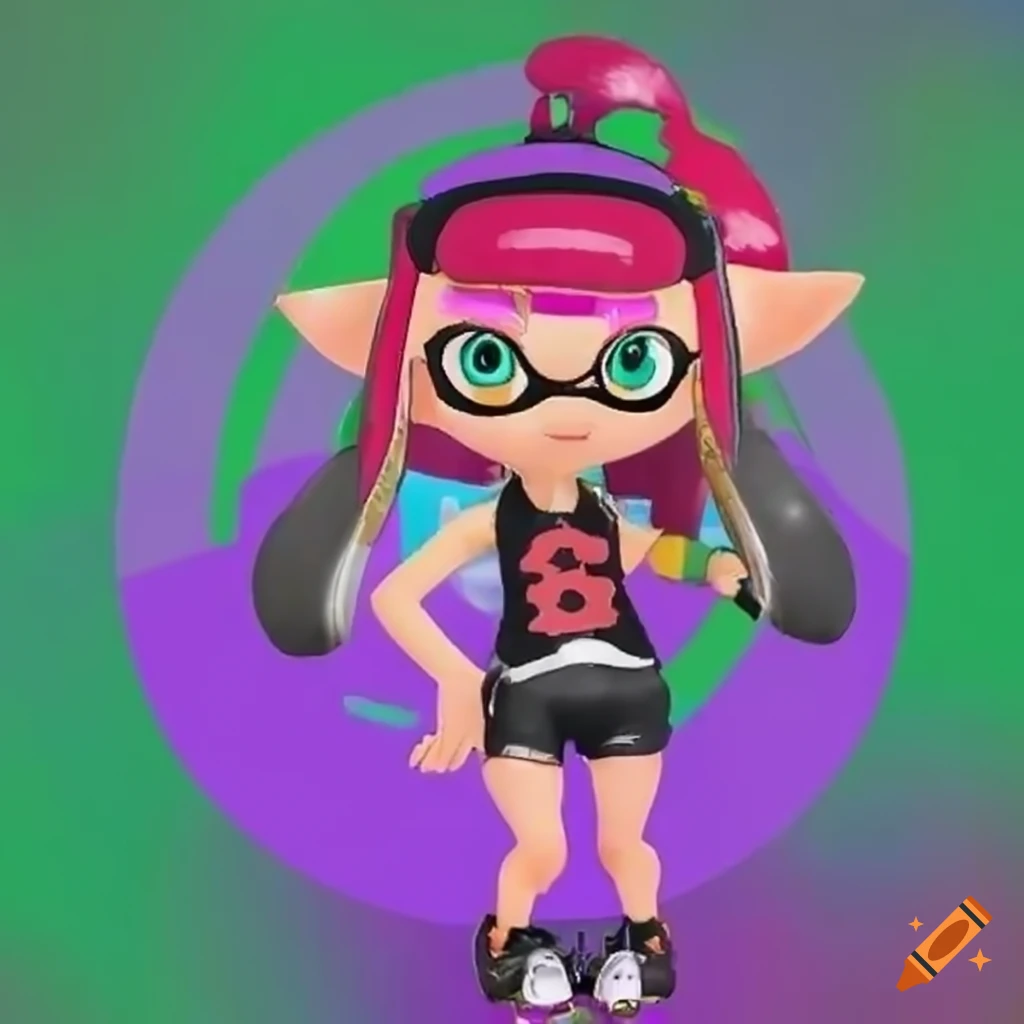 Inkling girl from splatoon in a cute pop idol outfit