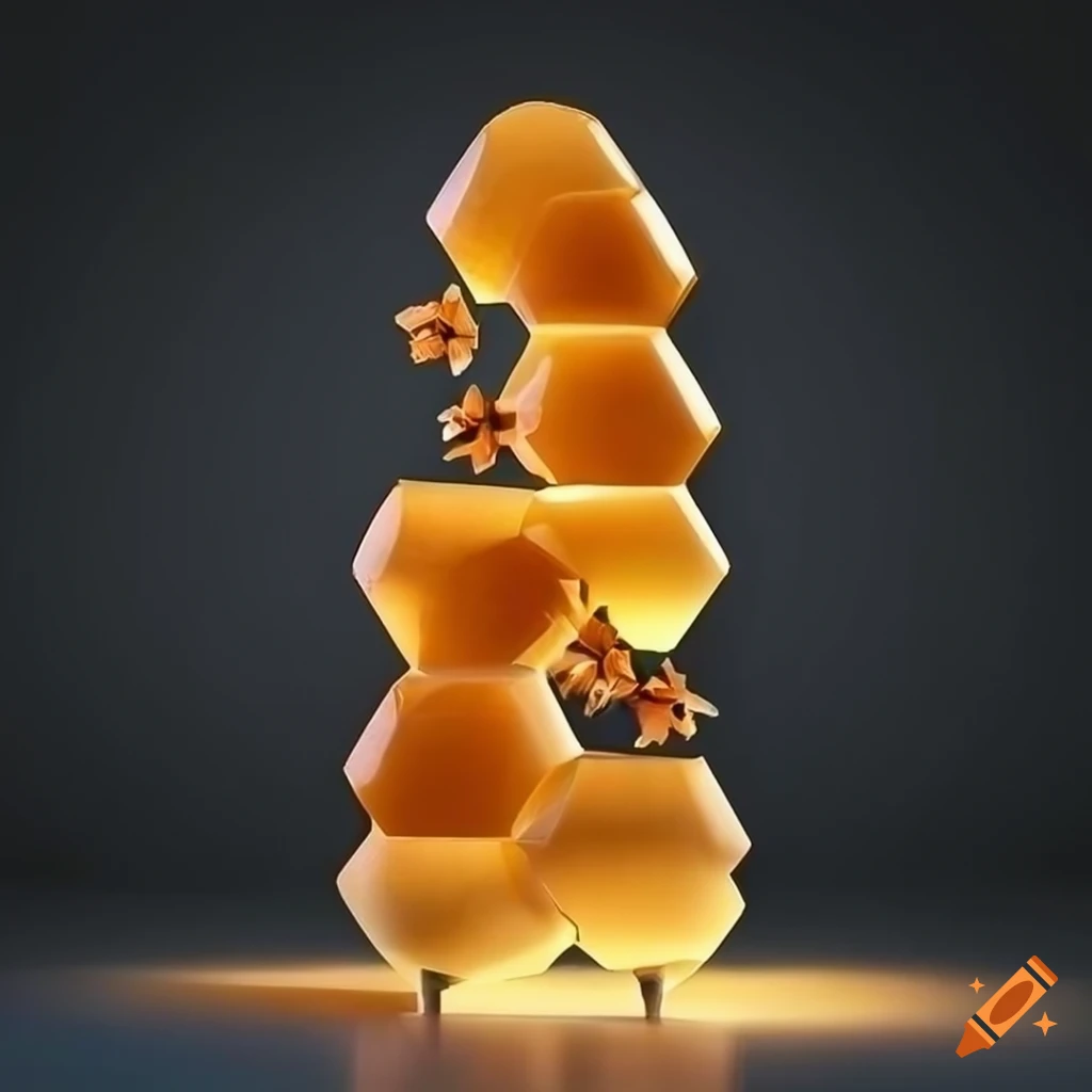 honey sculpture in ‘cuckoo clock’ style, intricately folded, highly