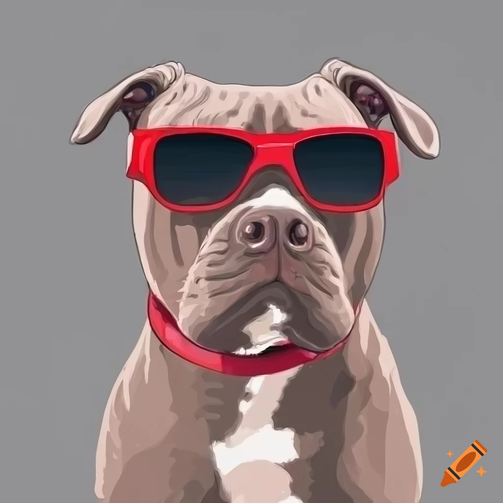 Hyper realistic vector drawing of a pit bull puppy wearing red ...
