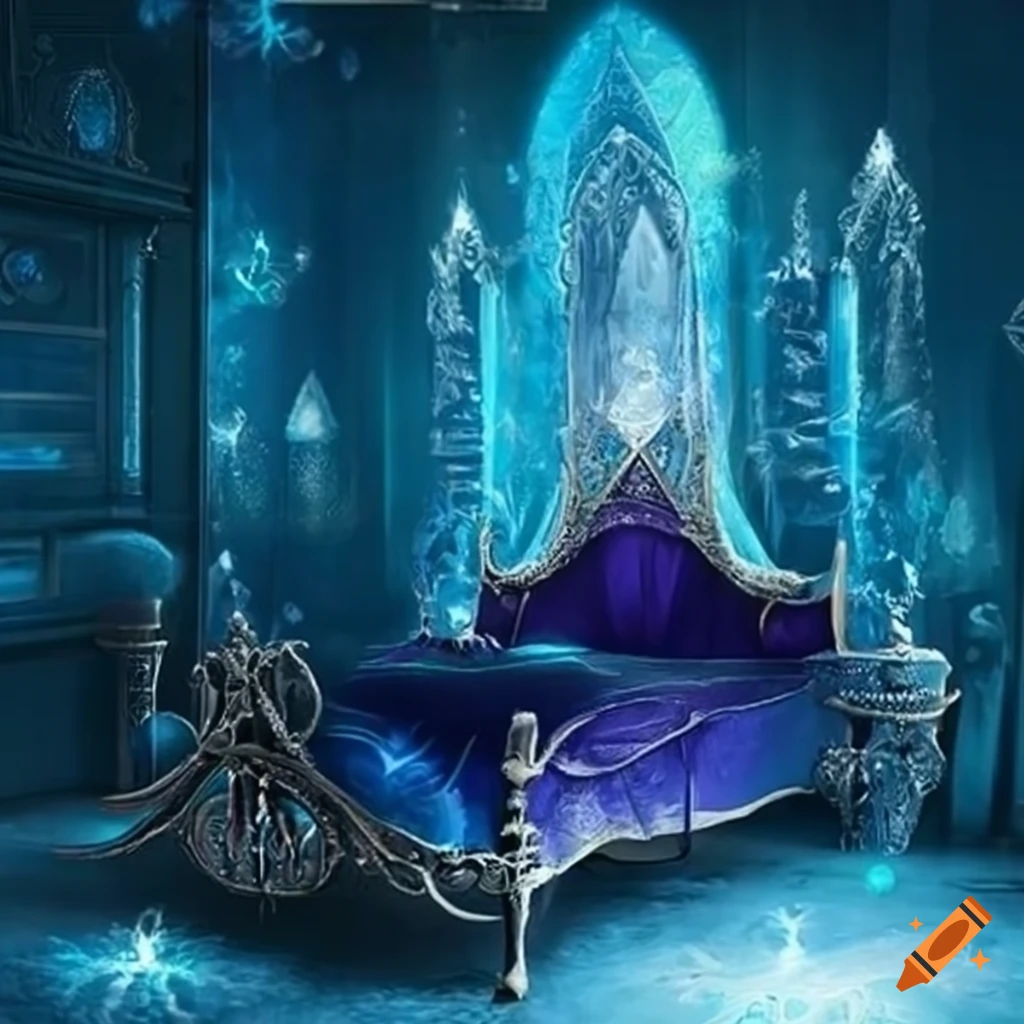 Fantasy queen ice bedroom on Craiyon