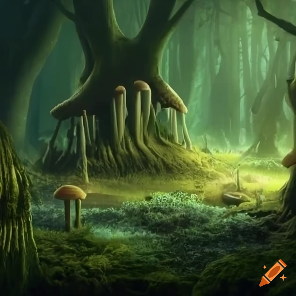 Saphaden, mushroom forest, high definition on Craiyon