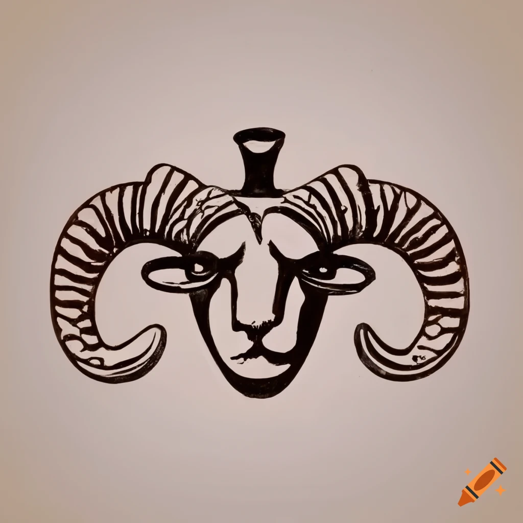 Ram's head in the style of old greek vases