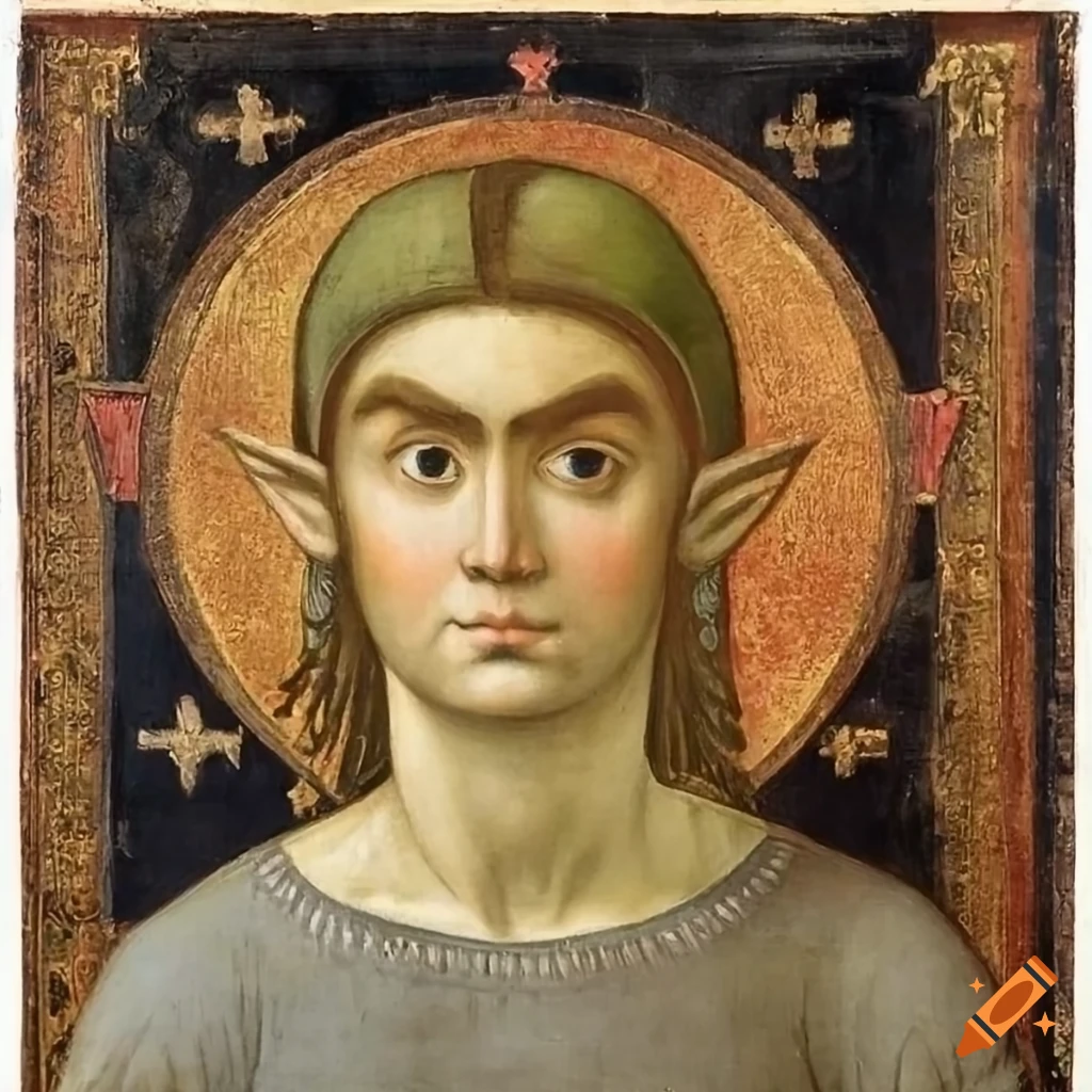 Portrait of link from the legend of zelda, aged 16, 1308 tempera on