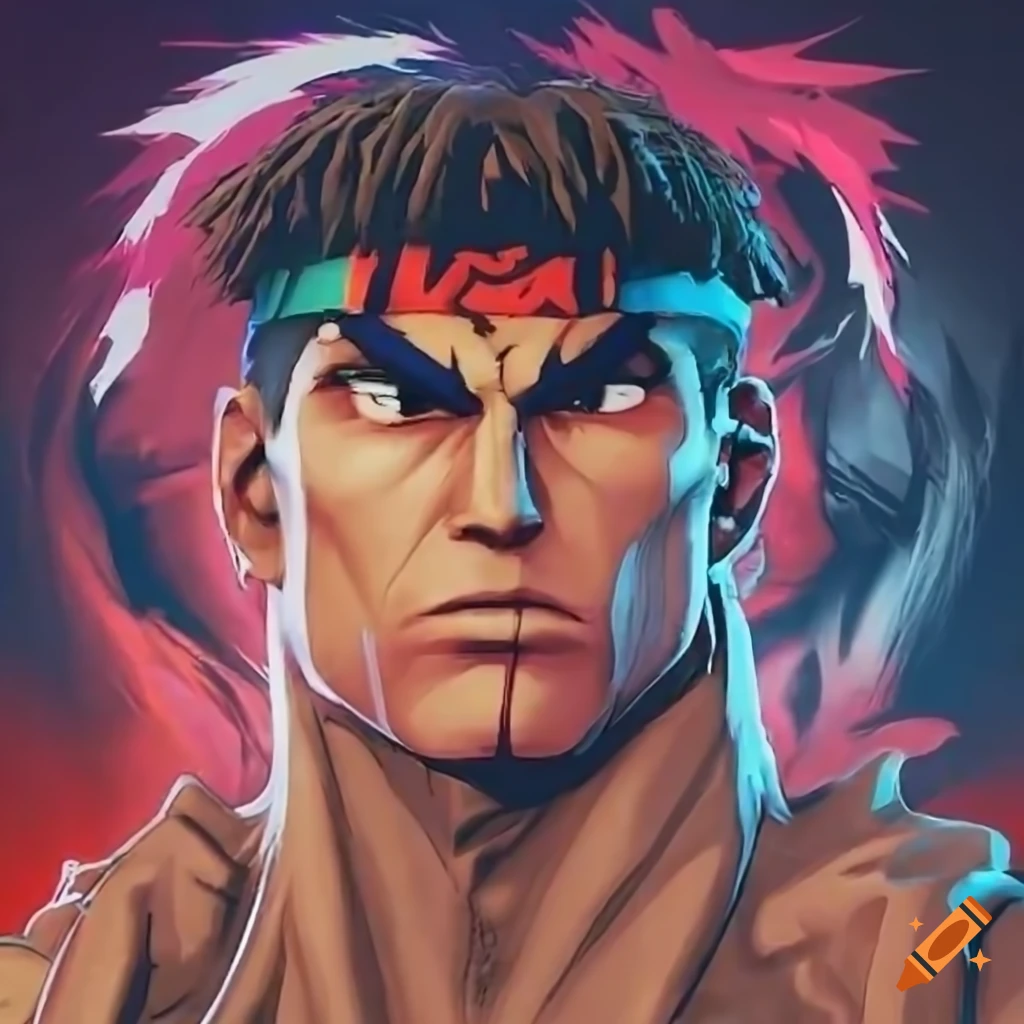 Evil ryu in the style of street fighter 6, realiatic portrait