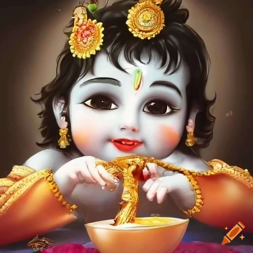 Little krishna eating butter cute