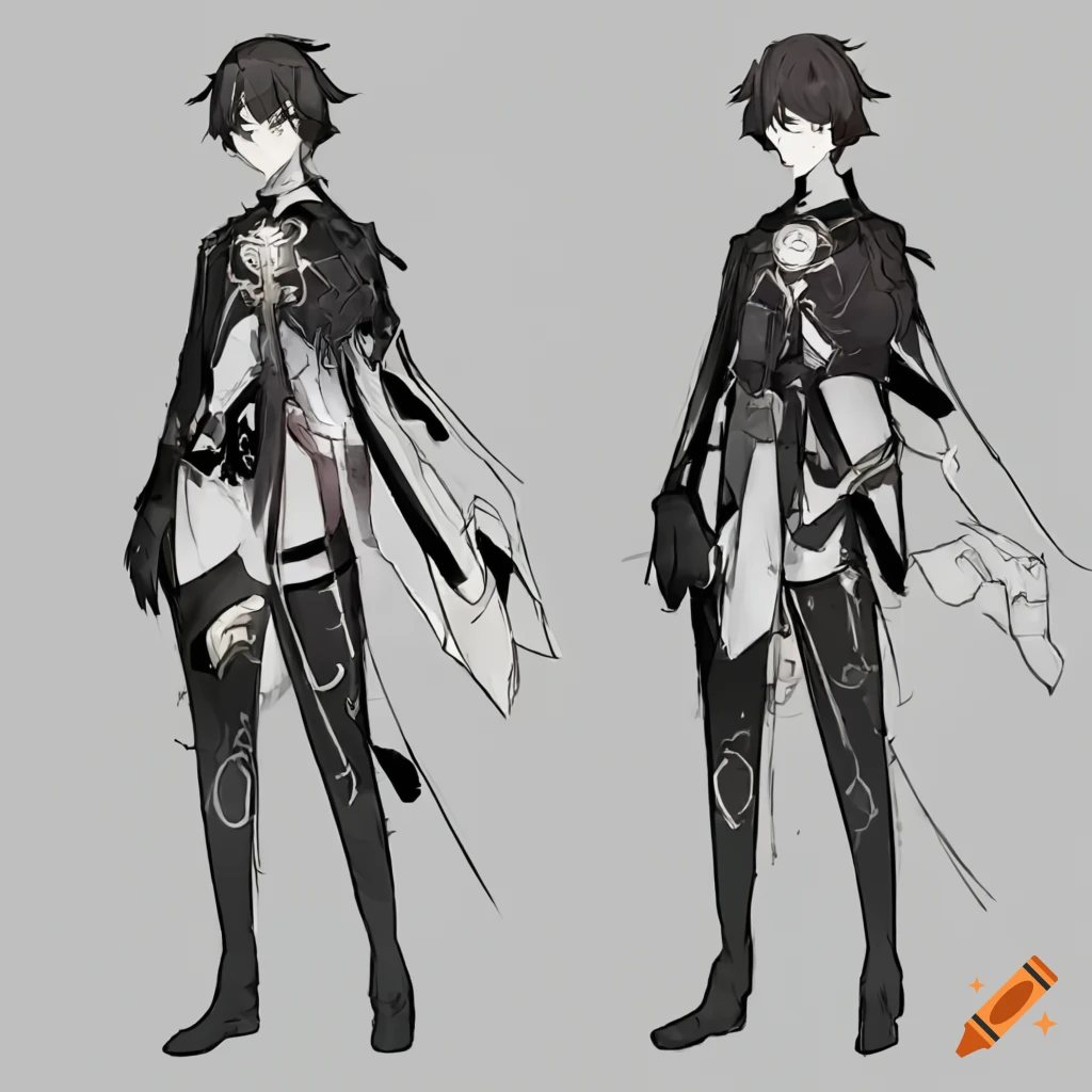 Character reference sheet genshin impact anime style geo vision tall male
