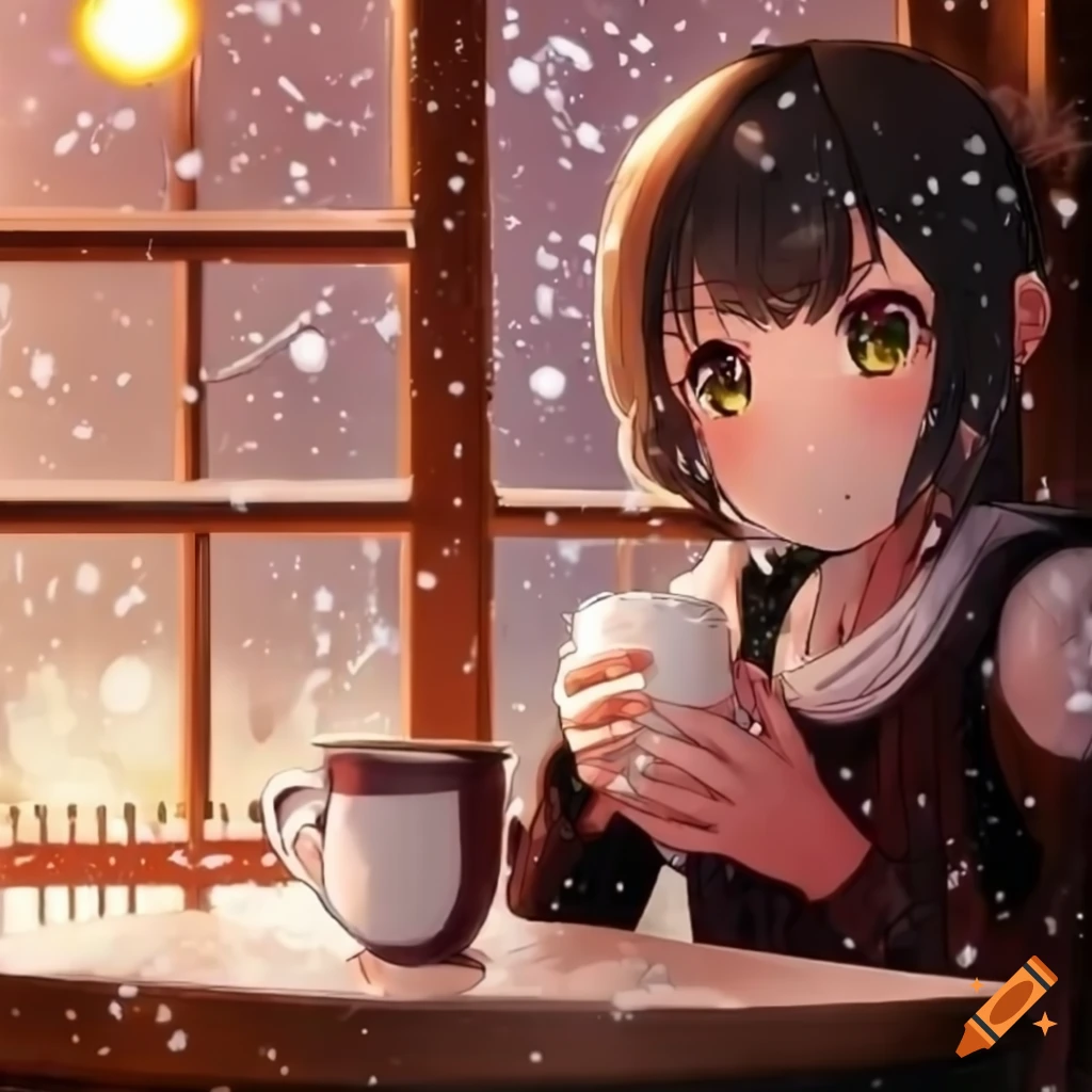 Download Sipping Cute Anime Girl iPhone Wallpaper | Wallpapers.com