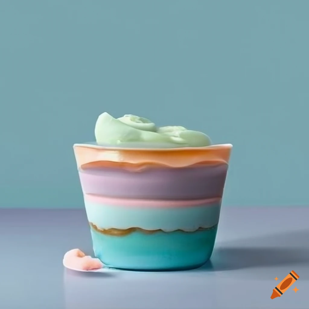 Blue pastel layered dessert cup and croissant on the side on Craiyon