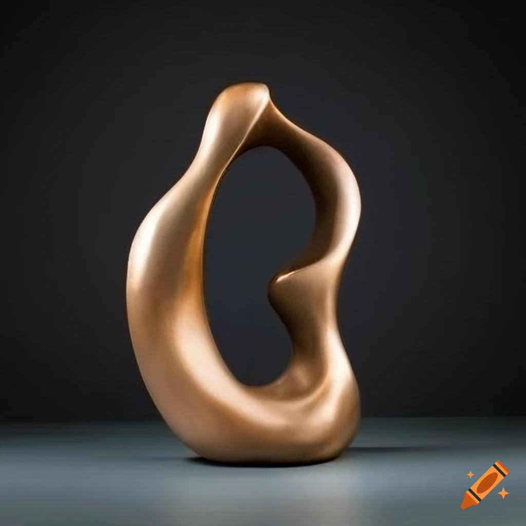 Organic swirling sculpture in bronze with curves, inspired by henry