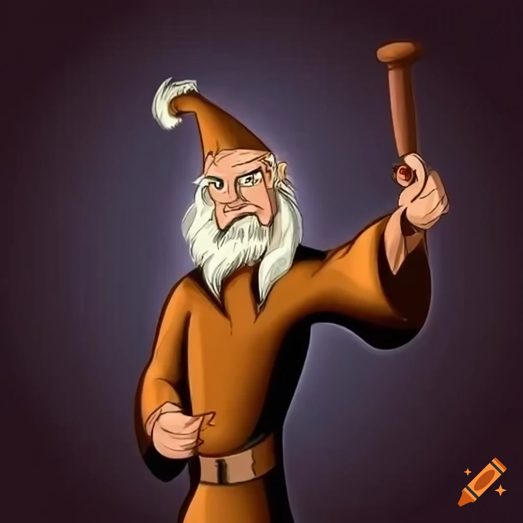 Cartoon Wizard With Wand