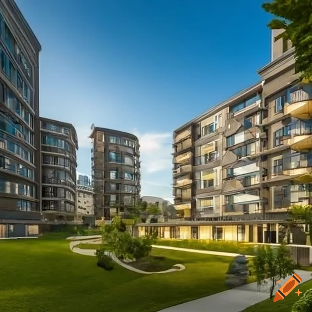 View of Nature oriented residential complex with plan on Craiyon
