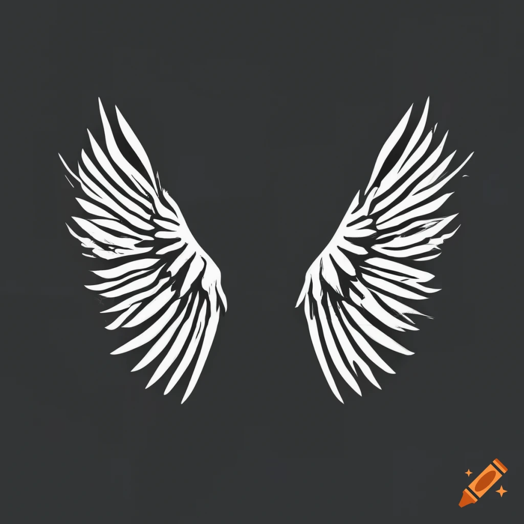 Black wings symbol on white background on Craiyon