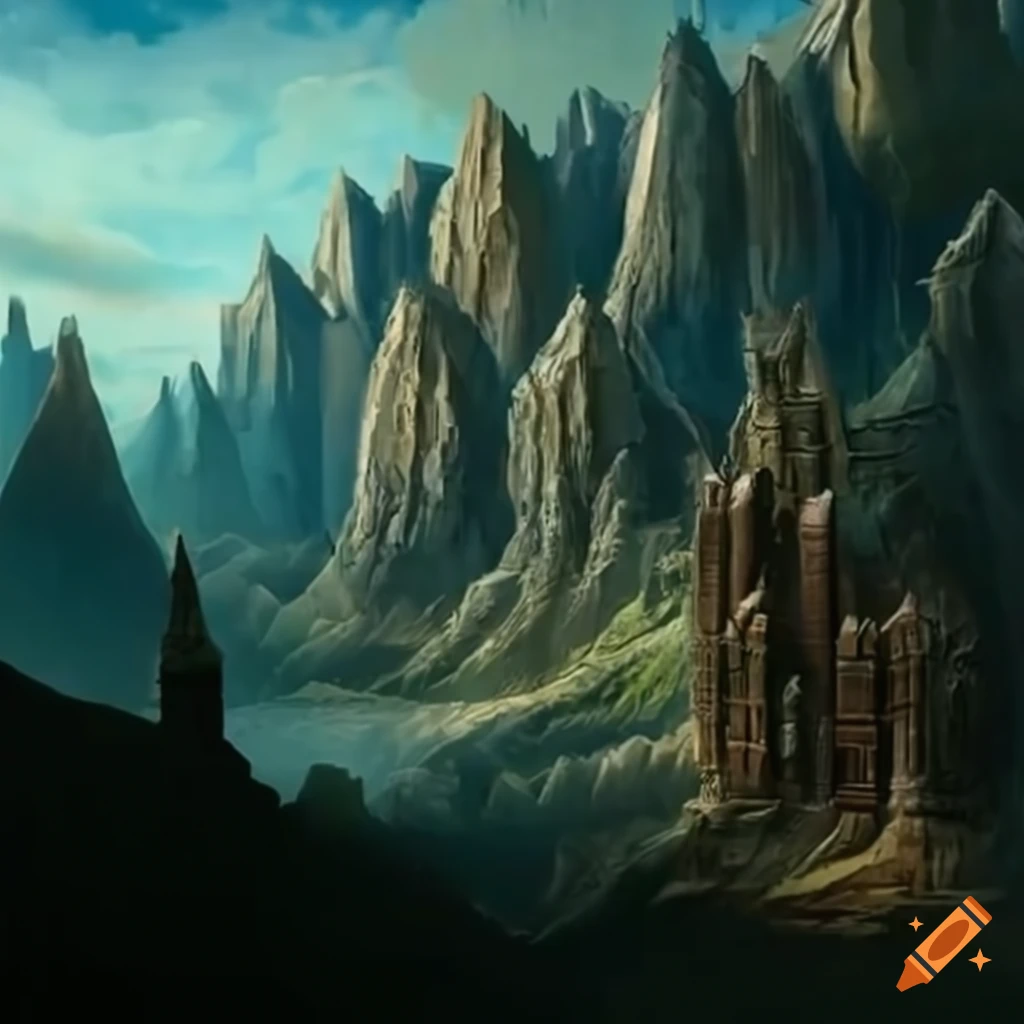 Dwarvern city carved into a mountain on Craiyon