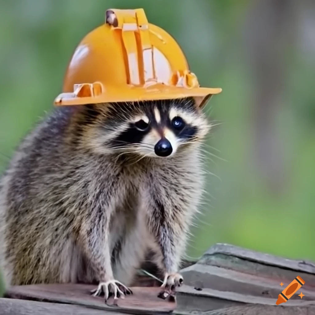 Sad Raccoonm Sad raccoon in a hard hat on Craiyon