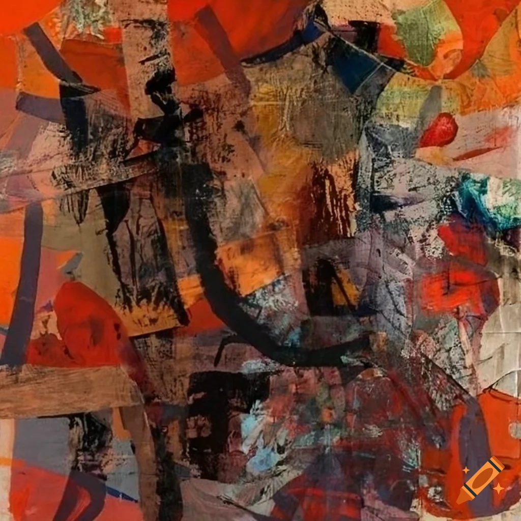 Mixed - media collage abstract painting in the style mark bradford ...
