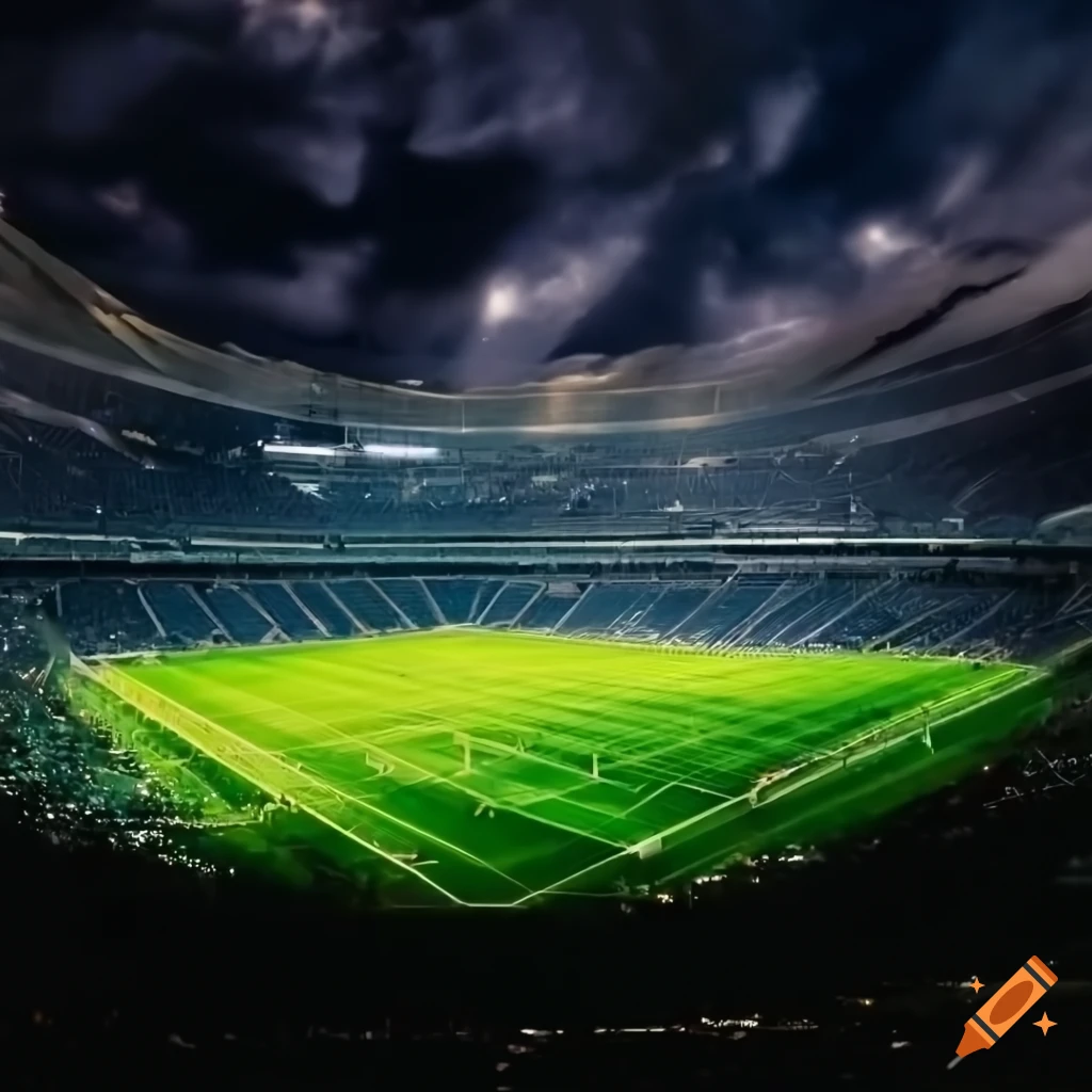 Soccer stadium, at night
