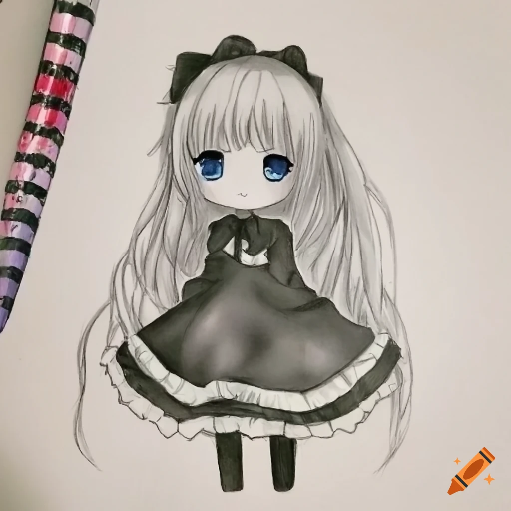 Drawing of a cute anime girl on Craiyon