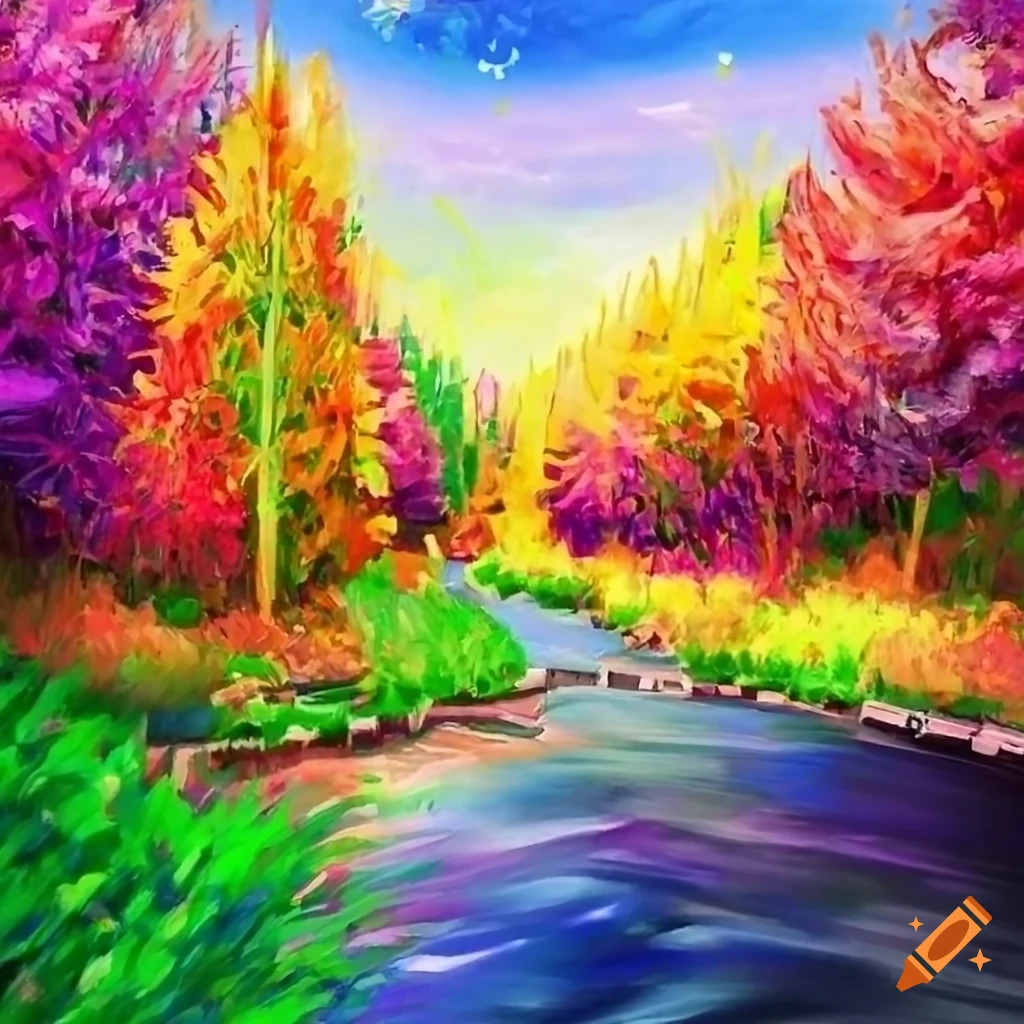 Реалистичный пейзаж маленькая речушка или родник в лесу в дневное время ...