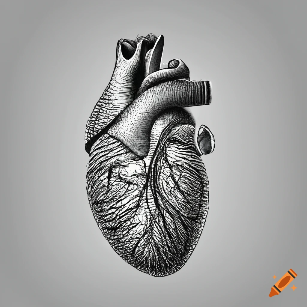 A pencil sketch a human heart. Very - AI Photo Generator - starryai
