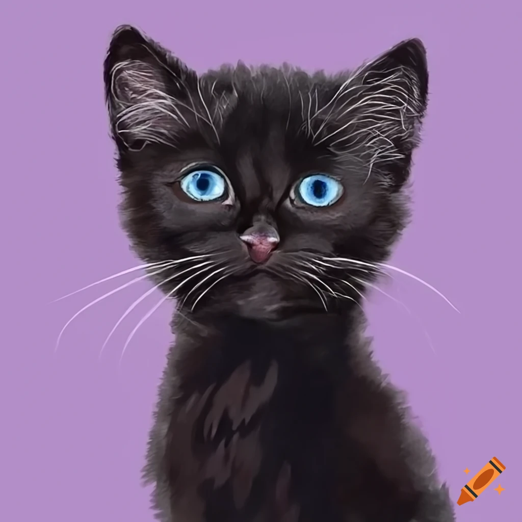 A portrait of a black kitten