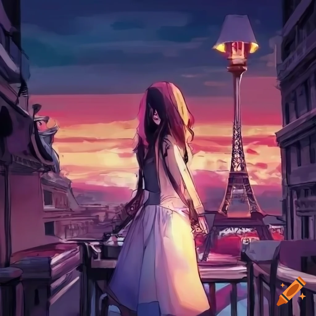 Beautiful anime manga girl in Paris illustration generative ai 23968395  Stock Photo at Vecteezy