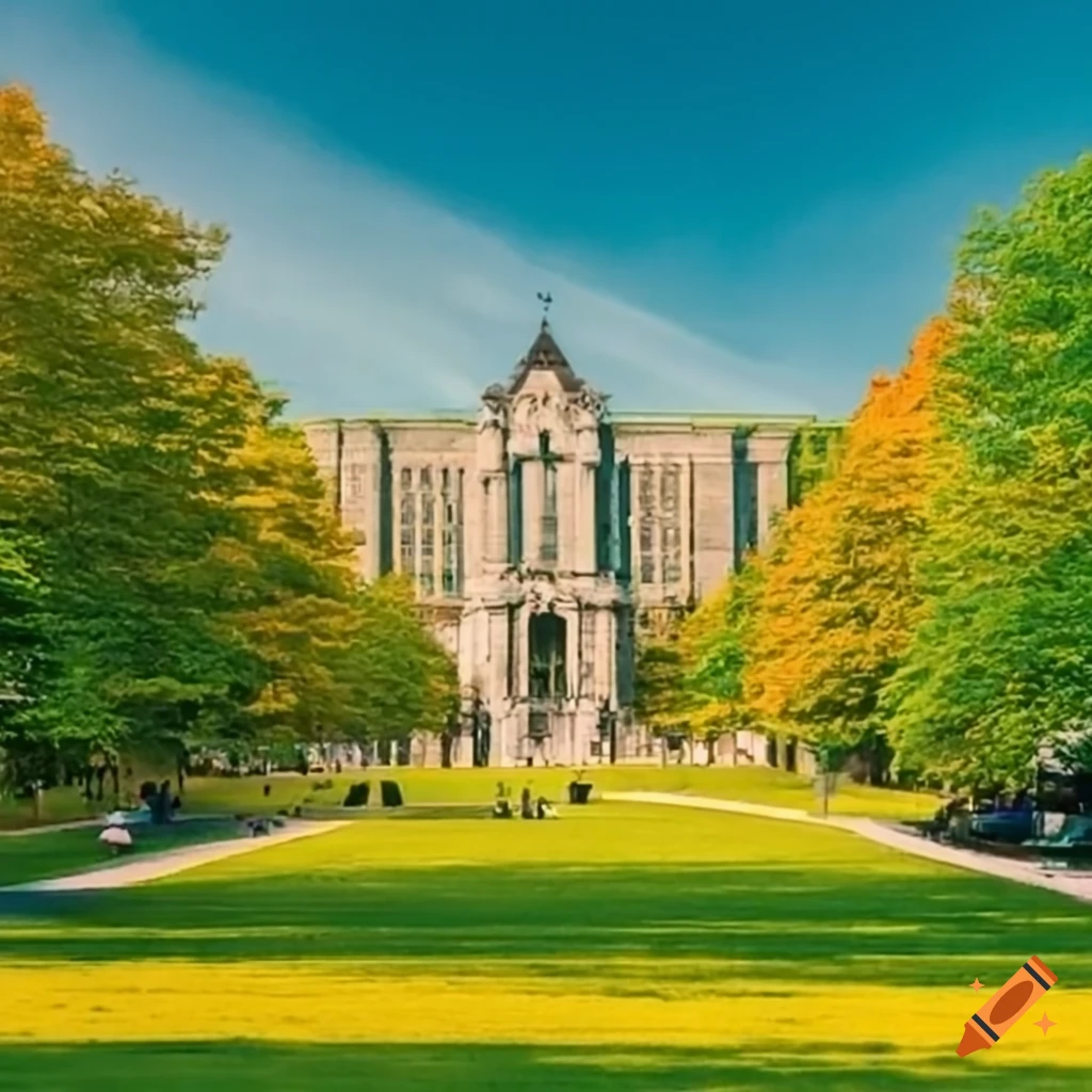 Mcgill's university campus minimalistic in green and yellow