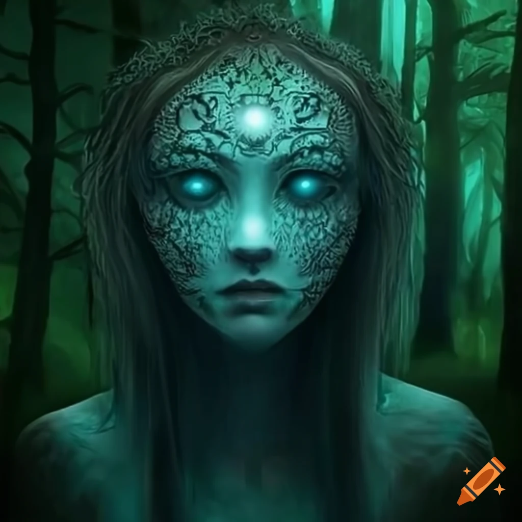 Forest spirit with glowing mesmerizing eyes
