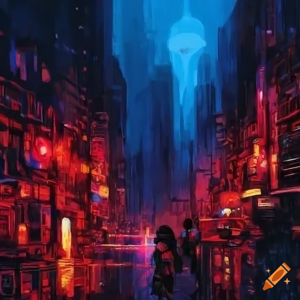 Make a futuristic cyberpunk city art sci fi background art by