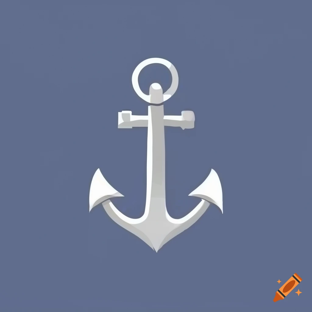 Anchor, simple white icon on blue background