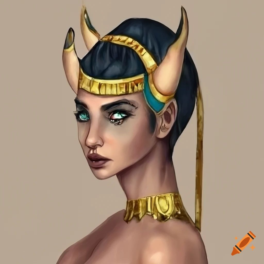 Egyptian, bat ‘cow goddess', female: modern, realistic style on Craiyon